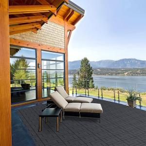 E-Purchasing Rubber Interlocking Deck Tiles, 9 Pack Patio Flooring, 12"X12" For Outdoor Black Color