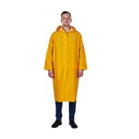 China Outdoor Activity PVC/Polyester Rain Gear Hood Safety Rain Coat Workwear with Hood R023 on sale