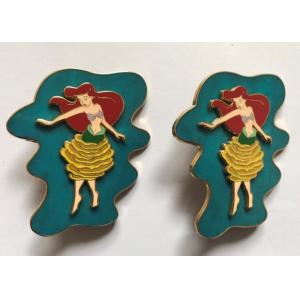 China Zinc Alloy Silver Plating Beauty pin on pin badge with two metal butterfly wholesale