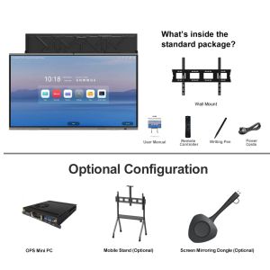 China Écran interactif intelligent AI LCD de 115 pouces, tableau numérique interactif pour salle de classe, écran tactile plat, tableau blanc interactif, tableau intelligent wholesale