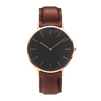 Mens Leather watch 40mm case size 20mm bandwidth, SS case leather strapblack dial