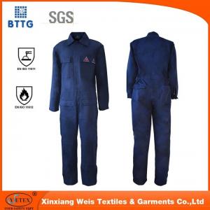 China Navy Blue Inherent Fr Clothing / Aramid Permanent Flame Resistant Work Clothes With Reflective Trim supplier