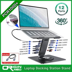 China Originneo PCR100D+ Aluminum Adjustable Rotatable Laptop Hub Stand with 11-in-1 USB C Docking Station  HDMI 4K@60Hz Minotor Expansion PD100W wholesale