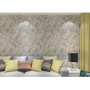 China Eco - Friendly Silver Vinyl Removable Wallpaper With Floral And Leaf  Pattern , 0.53*10M supplier