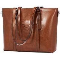 Vintage Womens Leather Messenger Bag 15.6 Inch Laptop Tote Bag