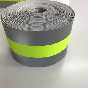Sew On Warning Reflective Tape Yellow Silver Flame Retardant For Safety Vest Garments