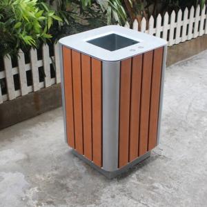 Steel And Recycled Plastic Outdoor Trash Cans Rectangular Outside Waste Bin With Ashtray