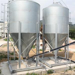 China Galvanized Poultry Farming Equipment 15 Tons Storage Feed Silo Sliver Color supplier