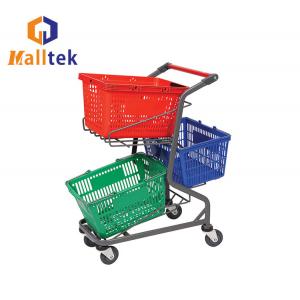 Removable Double Steel Supermarket Shopping Trolley Cart For Basket