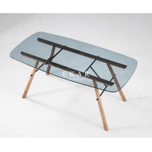 Simple Design Soild Wooden Legs Glass Top Modern Contemporary Dining Table  DA-TA20