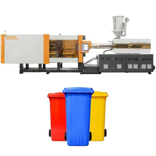 Certification CE 800T machine à moulage par injection de plastique orange faire une poubelle