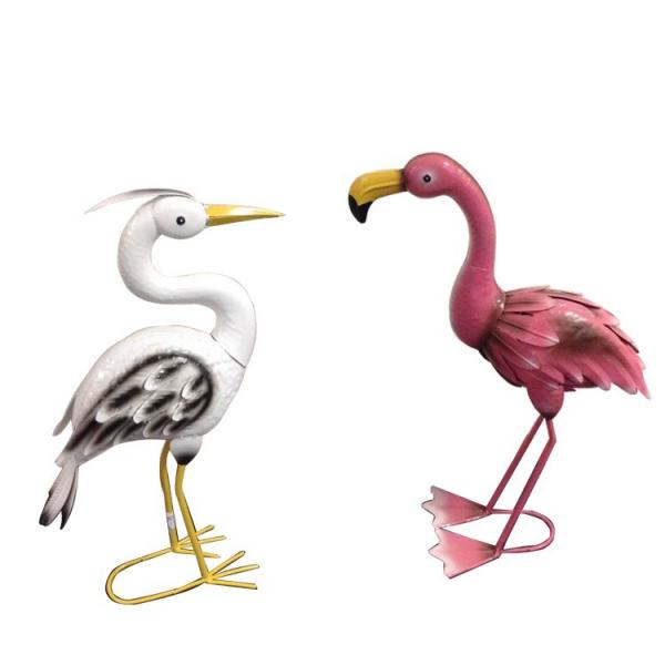 Outdoor Decor Metal Pink Flamingo Garden Statue