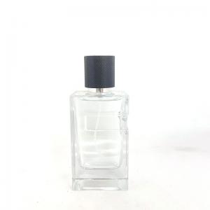 China Perfume Bottle Glass Square Thick Bottom Snap On Glass Bottle Spray Perfume Packaging supplier