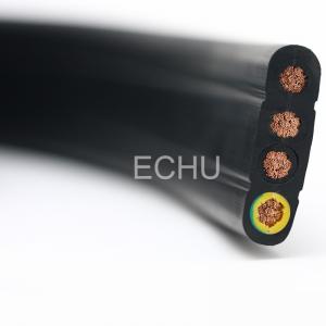 China Flat Flexible Traveling Cable for Crane or Conveyor in Black Jacket ECHU flat cable supplier