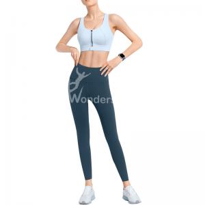 Yoga High Waist Sport Leggings Sports Bras Racerback Front Zip With Padded Cups