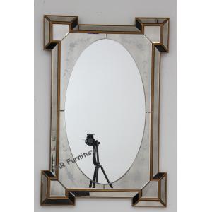 China Vintage Hotel Wall Mirror , 120cm Gold Frame Decorative Wall Mirror Panels supplier