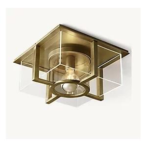 Inner Cylindrical Shade Brass Ceiling Light Flush Mount 40w