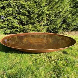 100cm Outdoor Large Round Corten Steel Metal Water Bowl For Water Feature