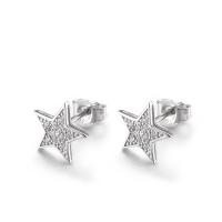 China Couples Cubic Zirconia Star Stud Earrings 1.37g Sterling Silver Pentagram Earrings on sale