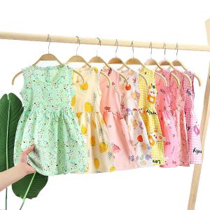 Summer Children Princess Cotton Silk Dress Thin Nightdress Off Shoulder