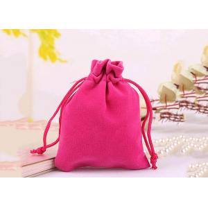 China Durable Style Small Velvet Drawstring Bags Cotton Flap Soft Pink Colored supplier