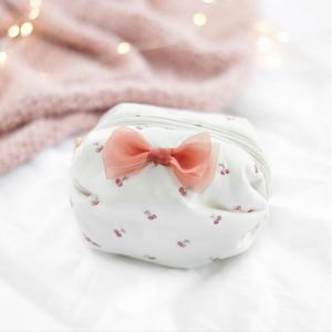 New Arrival Mini Customizable Embroidery Zipper Cosmetic Bag With Bow