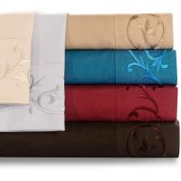China Ready to Ship Luxury Scroll Flowers Embroidery Bed Sheet in Soft Brushed Microfiber on sale
