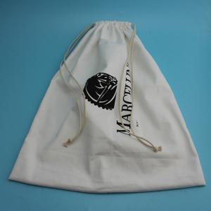 China Soft Large Dust Bag For Dresses , Embossing White Cotton Drawstring Bag supplier