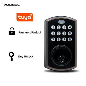 Smart Deadbolt Door Lock Wifi Tuya APP Password Key Wooden Door