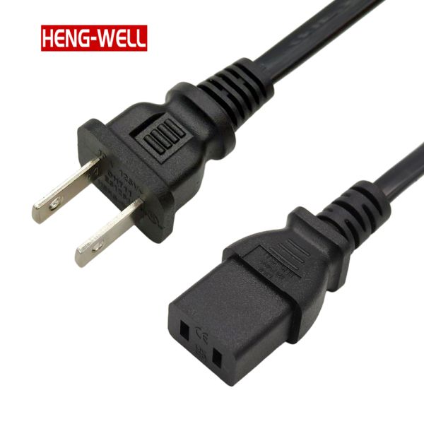 2-Pin Flat Power Cord Plug IEC Female End C9 Connector Extension for Laptop DVD Player Appliances