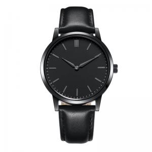 Popular Minimalist Black Genuine Leather Men's Oem Designer Quartz Dress Watch