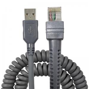 Spiral Retractable Rj45 To USB Cable For Symbol Ls2208 Barcode Scanner