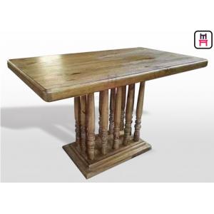 China Vintage Rectangle Restaurant Dining Table With Rustic Solid Wood Roman Column supplier