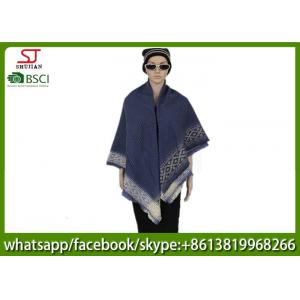 China 260g 128*128cm 100%Acrylic Woven navy jacquard stripe poncho factory  keep warm fashion match clothes scarf supplier