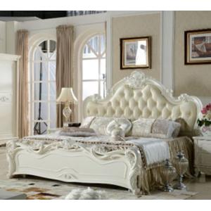 2017 newest Classic French style wooden soft leather bed