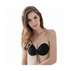 Black Adhesive Strapless Bra Front Closure Invisible Backless Bra