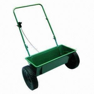 China 60lbs walk-behind drop spreader, used for seed, salt and fertilizer, easy moving and handling on sale 
