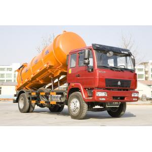 China 6 Wheels Sinotruk Sewage Suction Truck 266 Hp One Bed With 10 CBM Orange Tank supplier