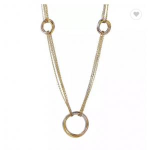 China Light Style Circle Pendant Long Necklace 18K Gold Stainless Steel Necklace supplier