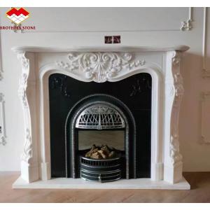 China Fonction sans télécommande Carara Blanc Tableau haut cheminée Insert avec étagère cadre supplier