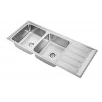 China 12050R Brushed Stainless Steel Top Mount Double Kitchen Sink With One Faucet Hole on sale