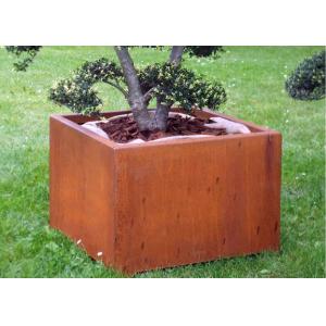 China Box Shape Corten Steel Planter For Outdoor / Garden / Public Decoration wholesale