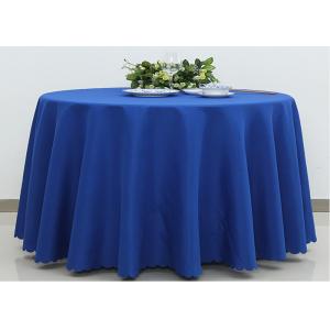 China Dark Blue Wedding Textile Round Linen Table Cloths , 90 / 108 Inch Round Tablecloth supplier