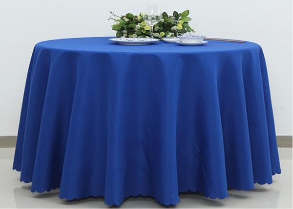 Dark Blue Wedding Textile Round Linen Table Cloths , 90 / 108 Inch Round