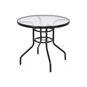 Sturdy Frame Tempered Glass Garden Table , Round Tempered Glass Patio Table