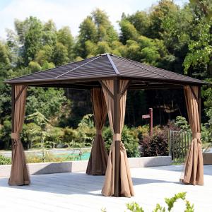 3x5m 5x3m Metal Roof Gazebo Outdoor Garden With Curtains And Mesh Cover