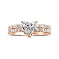 China ODM 18k Rose Gold Diamond Ring Heart Cut With Matching Band 2.75CT on sale