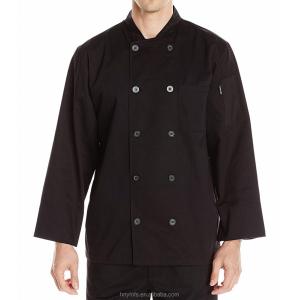 Long Sleeve Chef Uniform Tops  Black Color OEM Service For Hotel Restaurant