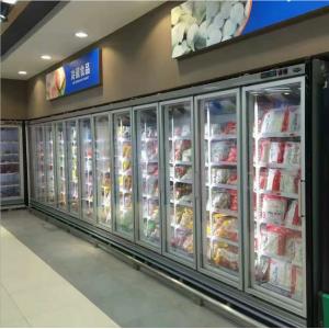 Seafood / Meat Supermarket Glass Door Merchandiser Freezer With Fan Cooling