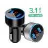 Car Charger Power Adapter LED Light Dual USB Charger Socket 5V 3.1A ABS Aluminum